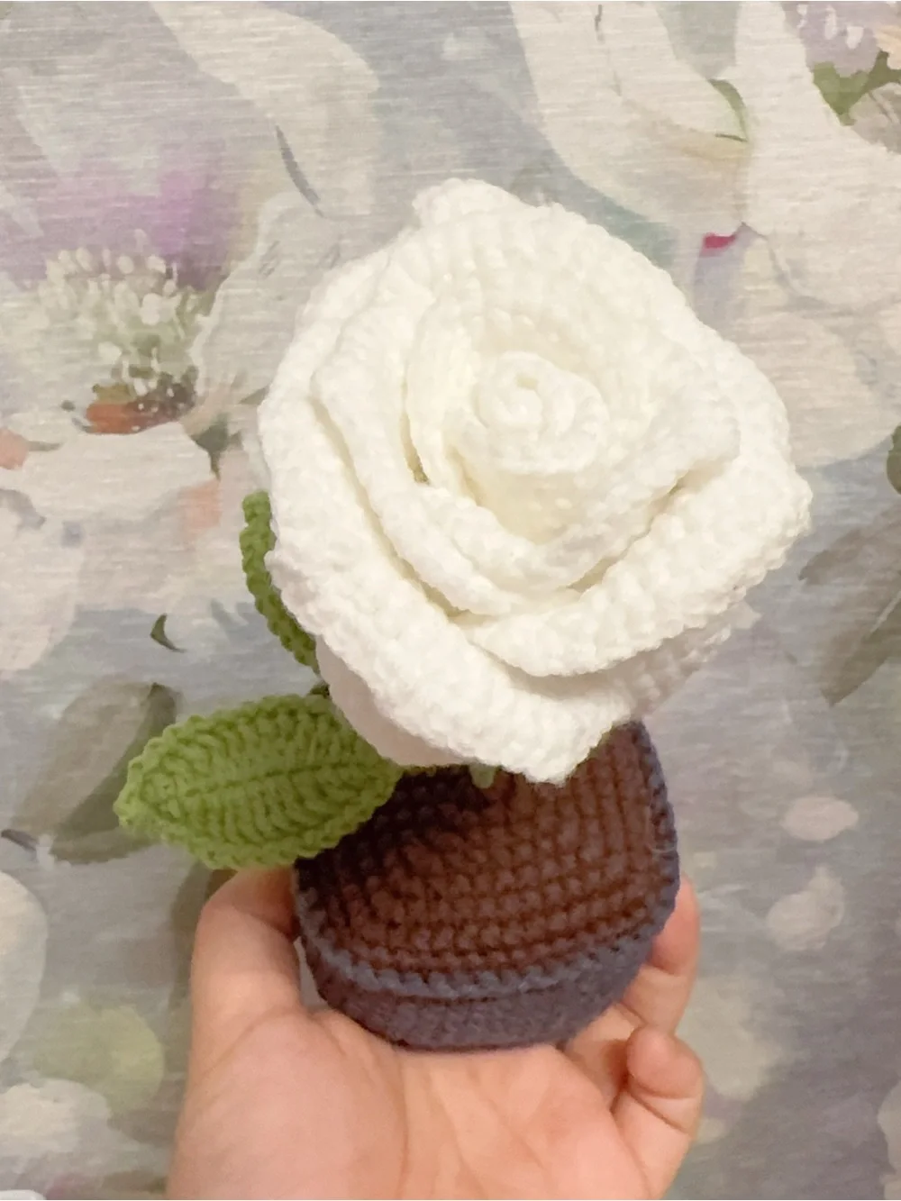 Handmade White Crochet Rose Accent - Home Accents